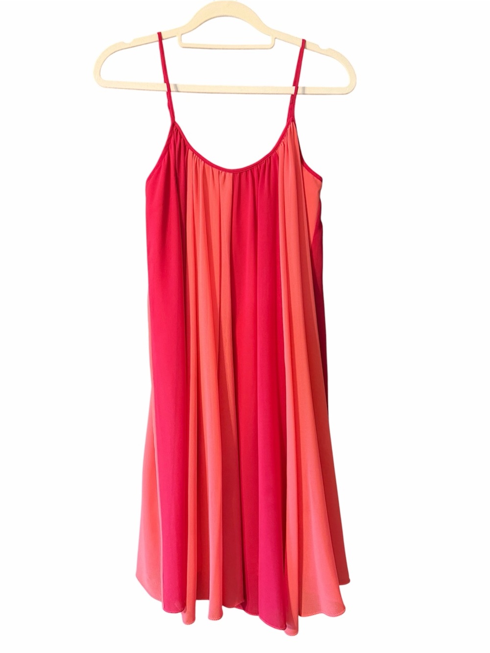 Gianni Bini Colorblock Pleated Mini Dress Vibrant Pink & Coral Plunge Back Small